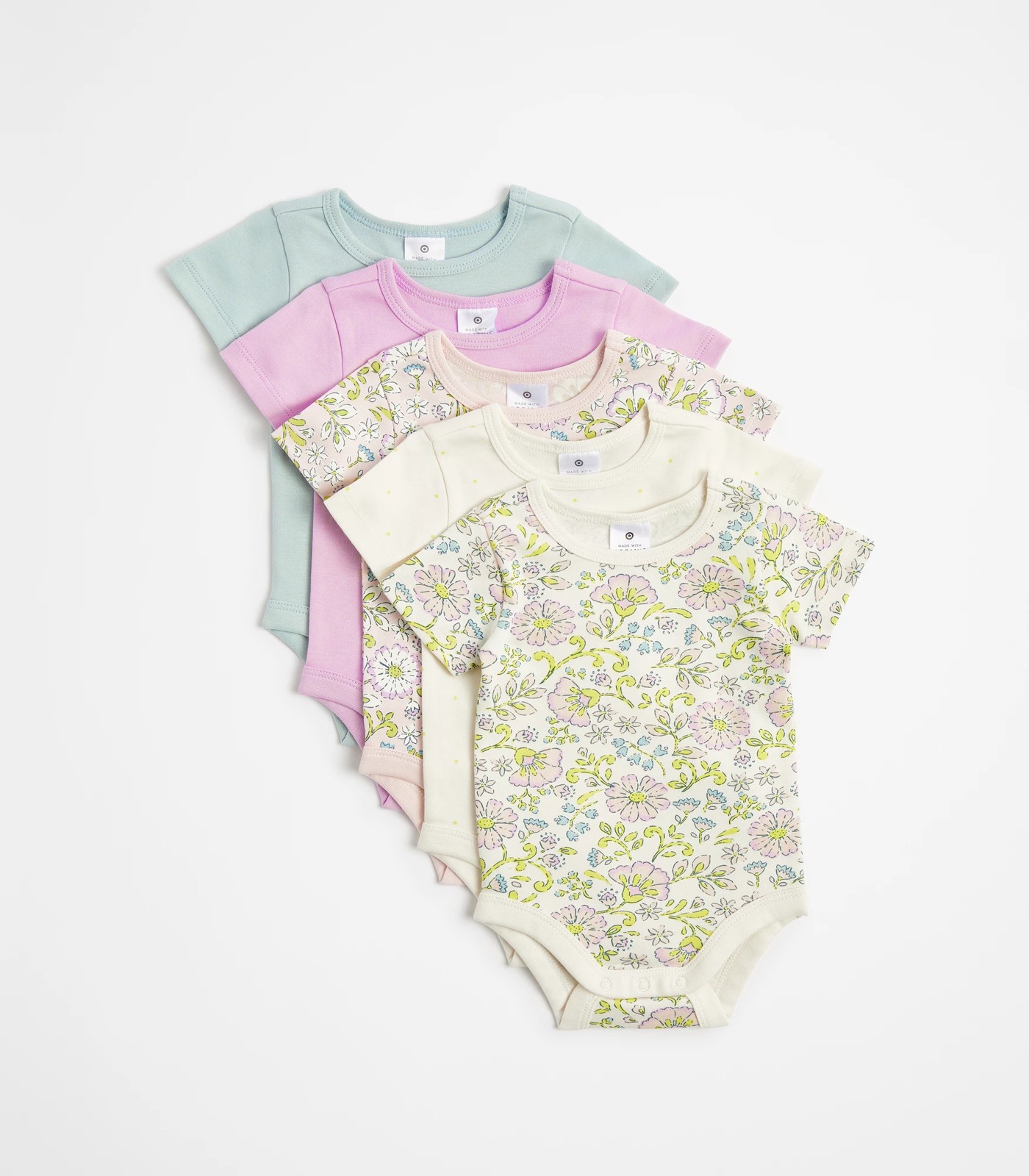 Baby Organic Cotton Bodysuits 5 Pack