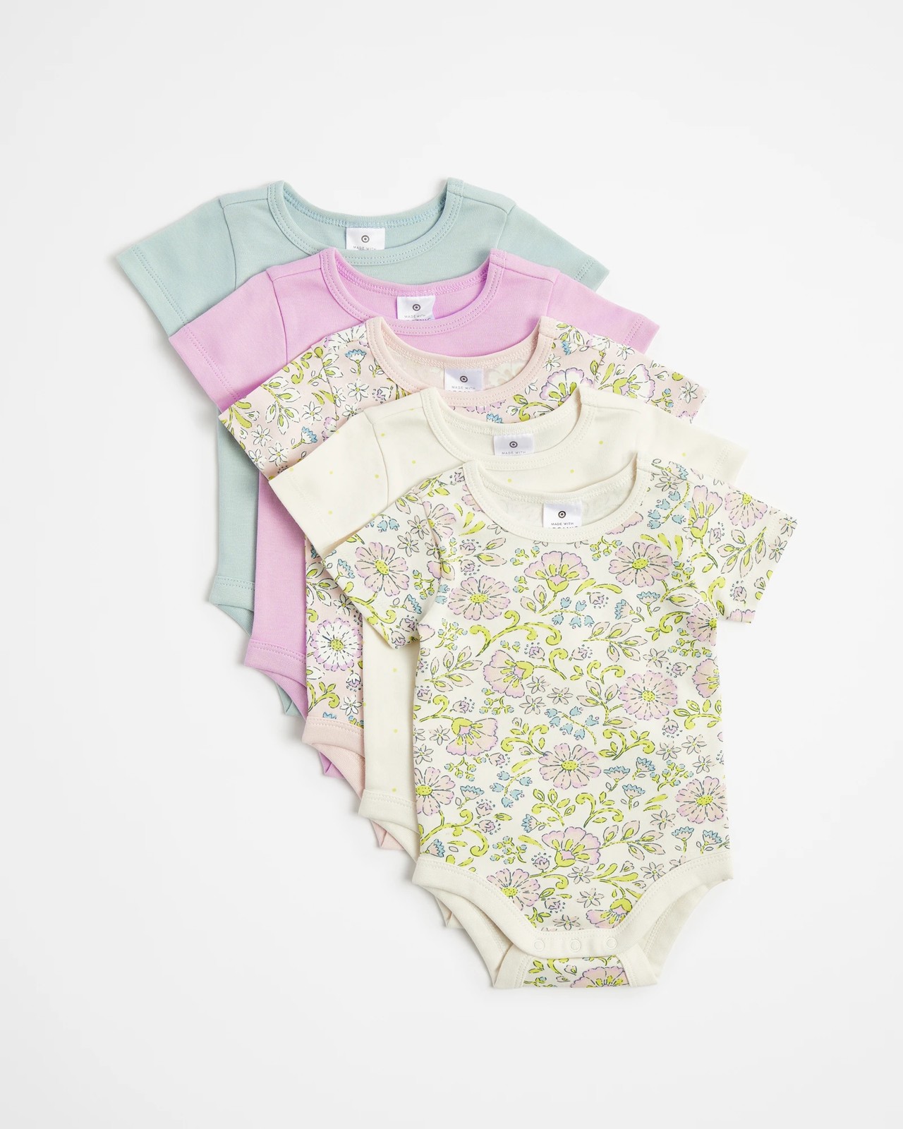 Baby Organic Cotton Bodysuits 5 Pack