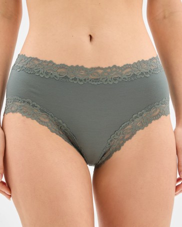 Womens Modal and Lace Midi Briefs 2 Pack