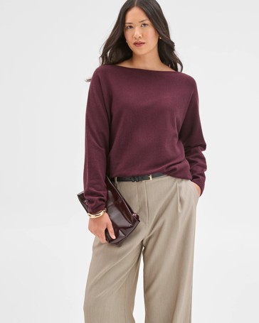 Preview Dolman Sleeve Boat Neck Knit Sweater