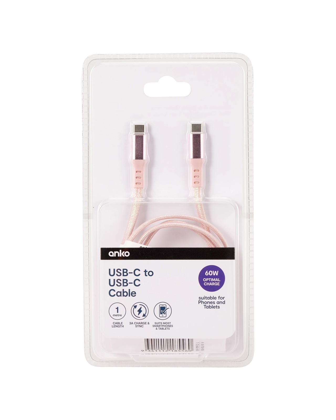 Anko USB-C to USB-C Cable - Pink 5 of 6