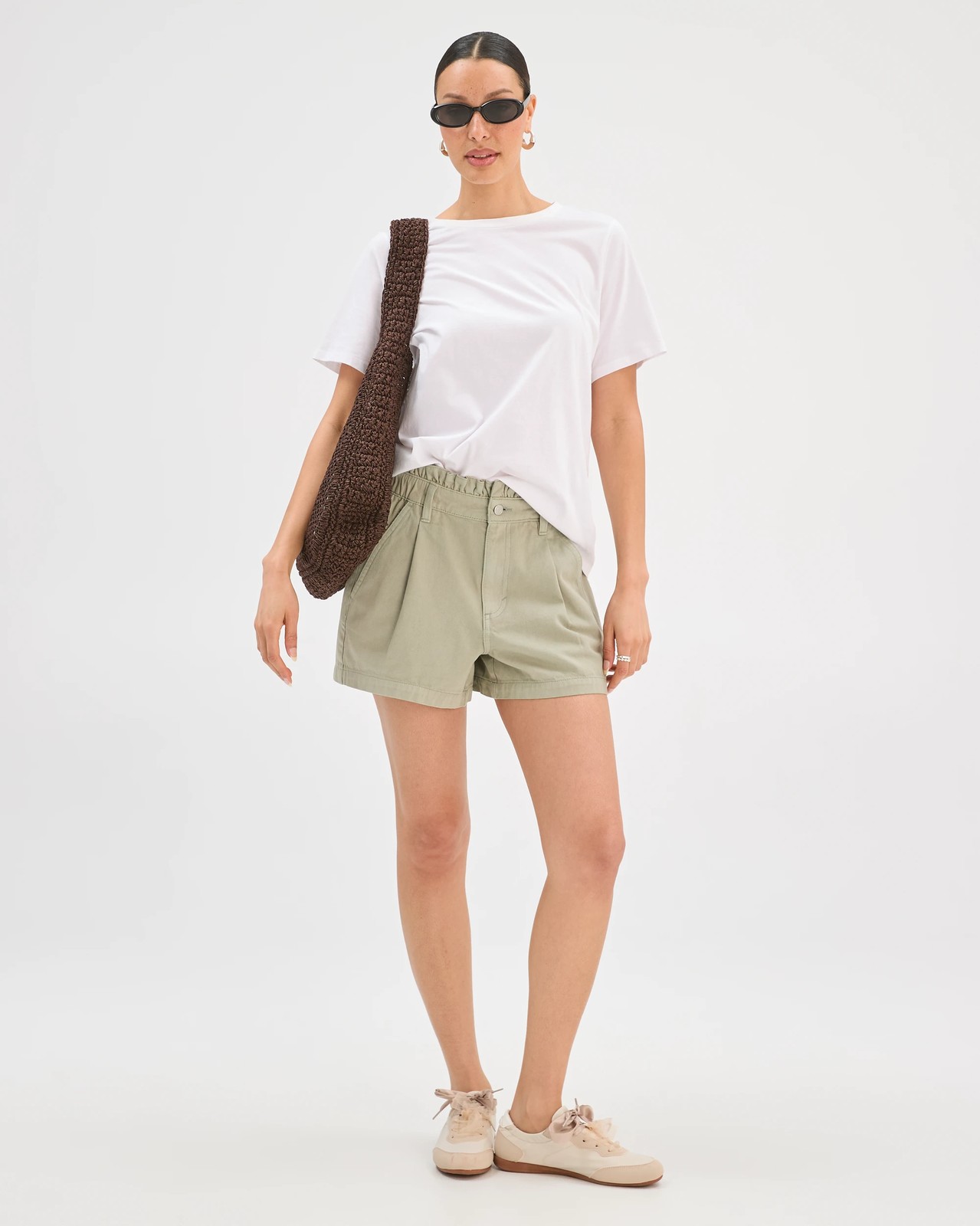 Gathered Waist Denim Shorts 2 of 5