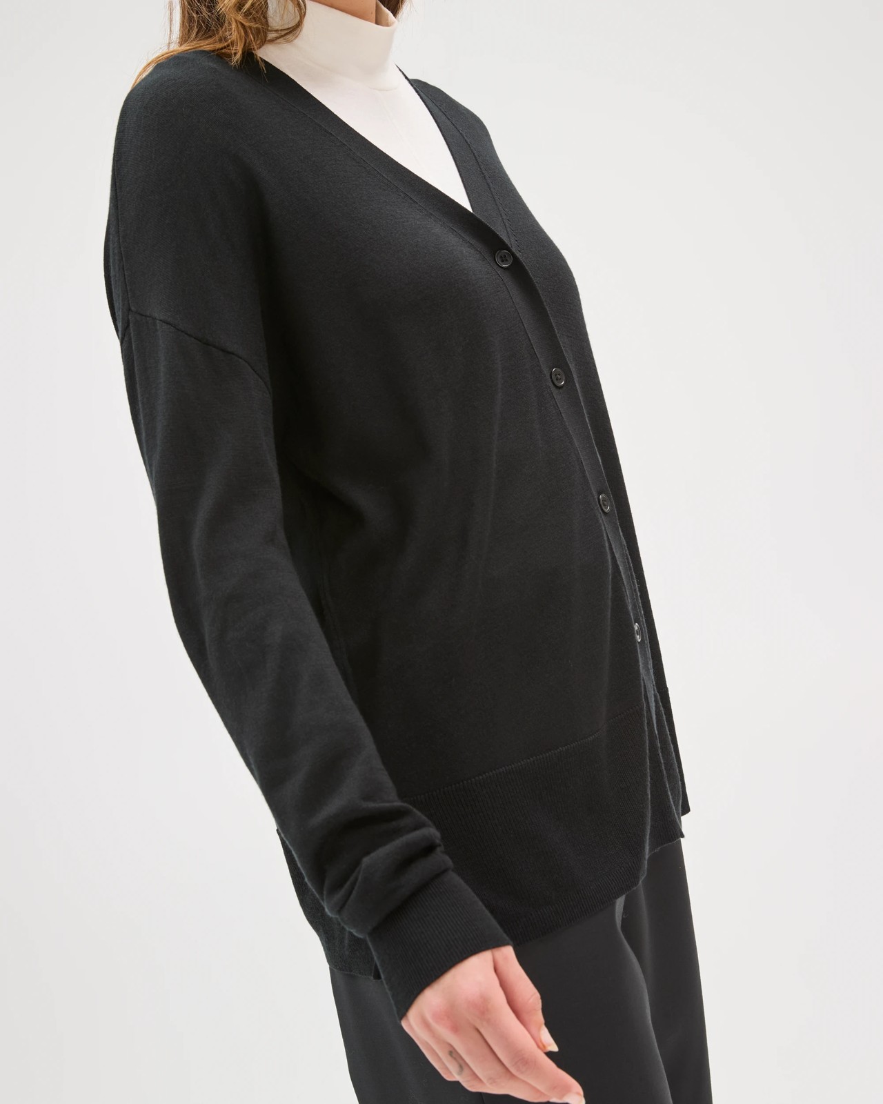 Preview Long Sleeve Boxy Cardigan - Black 6 of 6