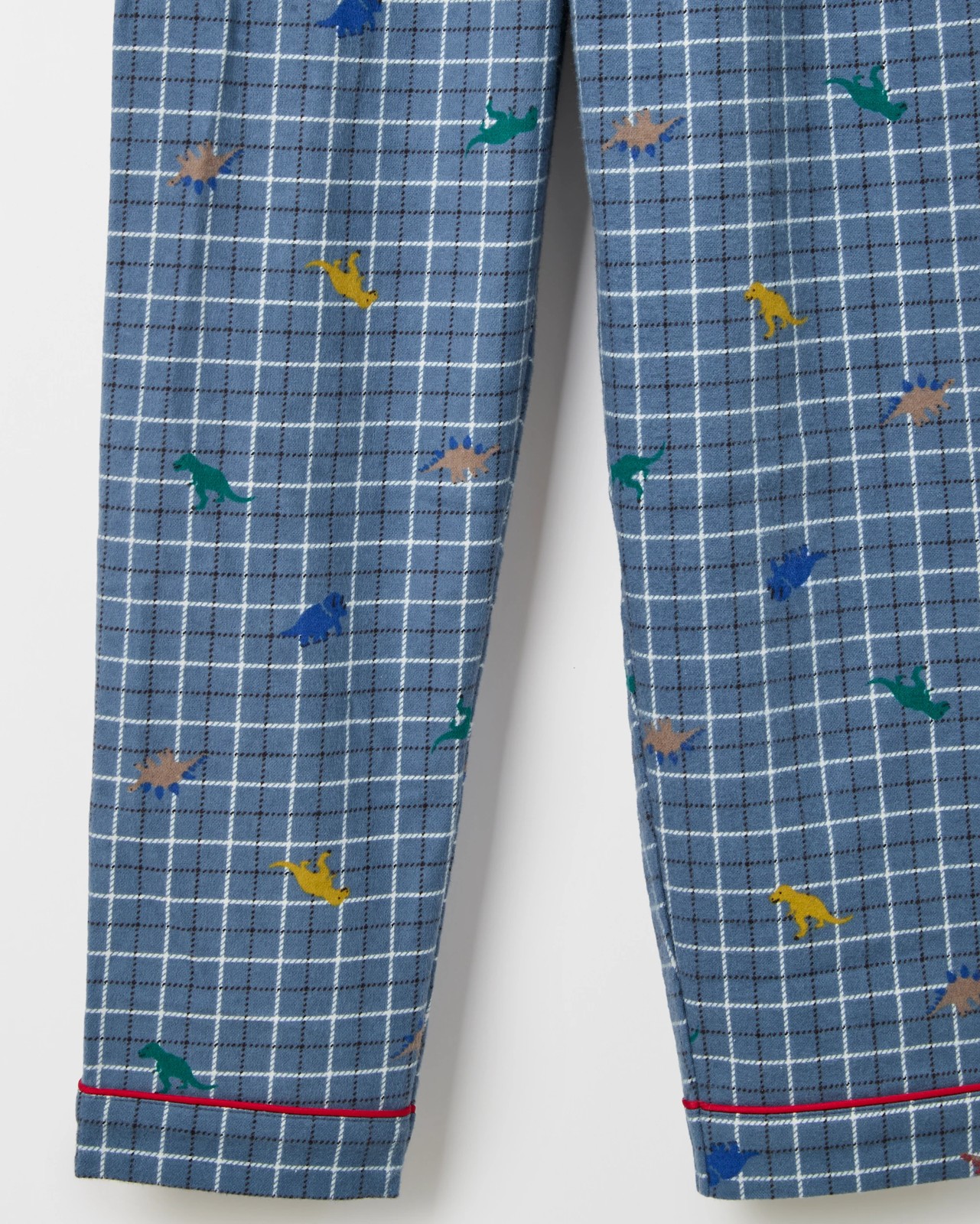 Younger Boys Australian Cotton Long Sleeve Top & Long Length Pants Flannel Pyjama Set - Dino Check 3 of 3