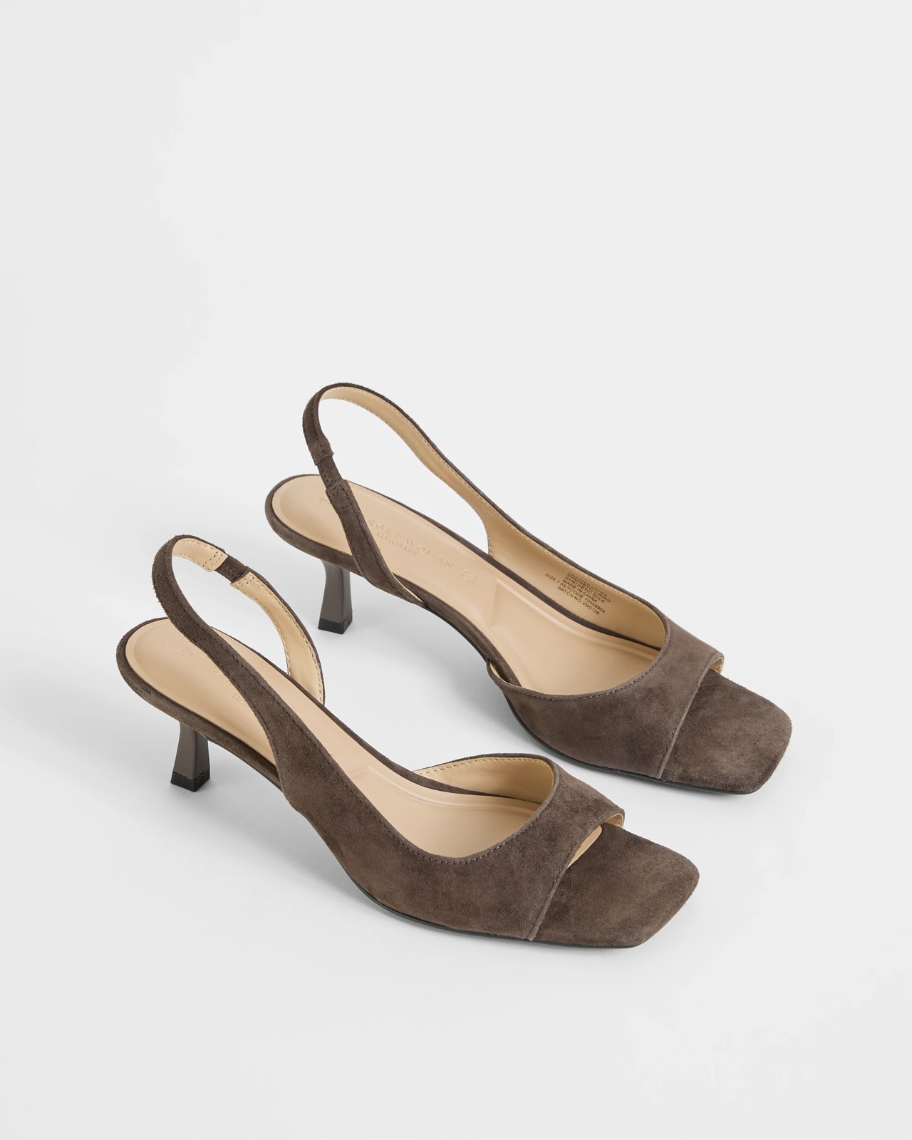 Genuine Suede Leather Open Toe Kitten Heels - Dark Brown Suede 2 of 3