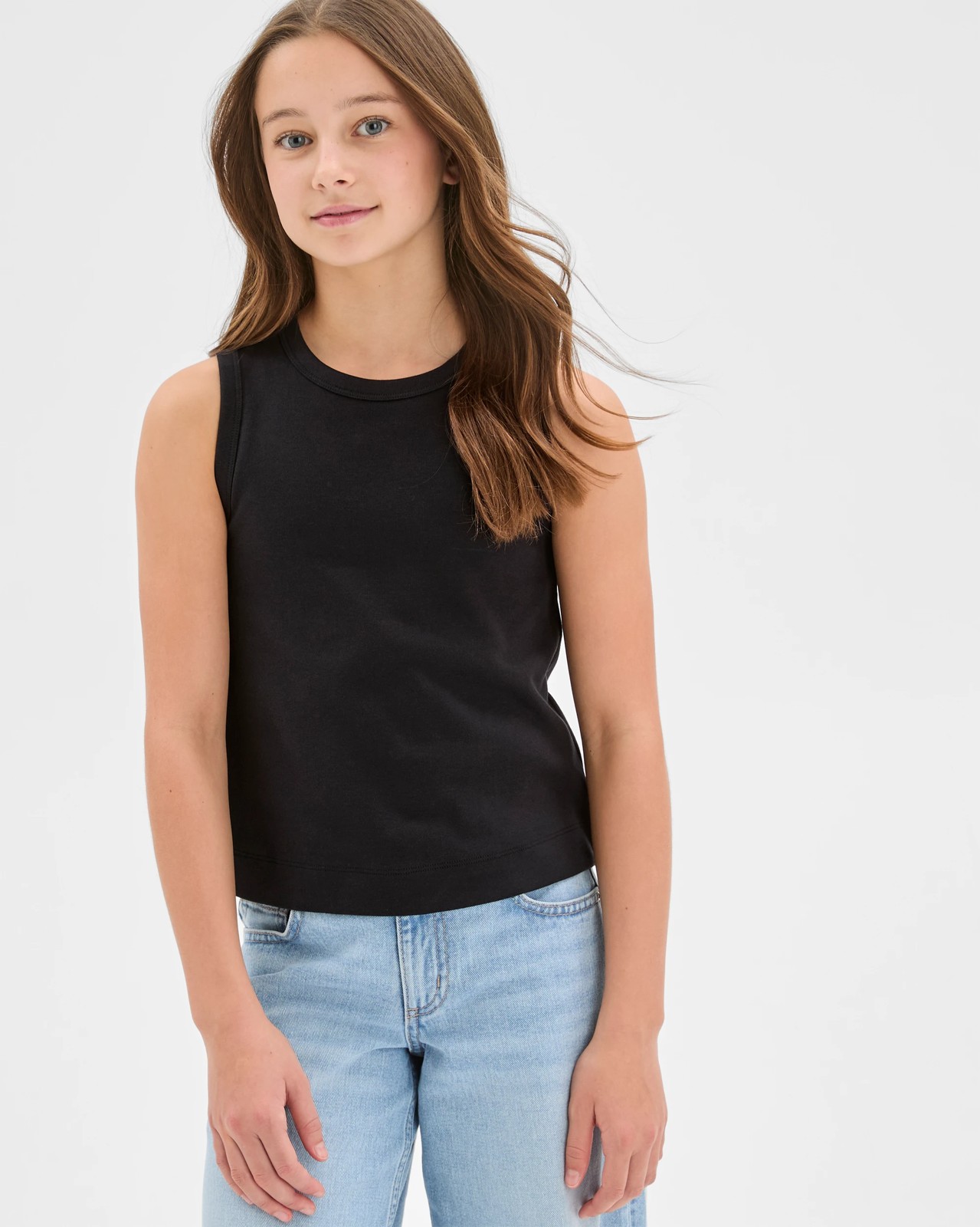 Australian Cotton Essential Interlock Tank Top - Black 2 of 6