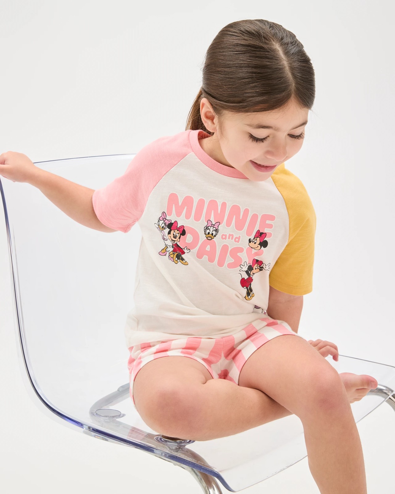 Disney Organic Cotton Younger Girls Elevated Raglan Knit Pyjama Set - Minnie Mouse Multi 2 of 5