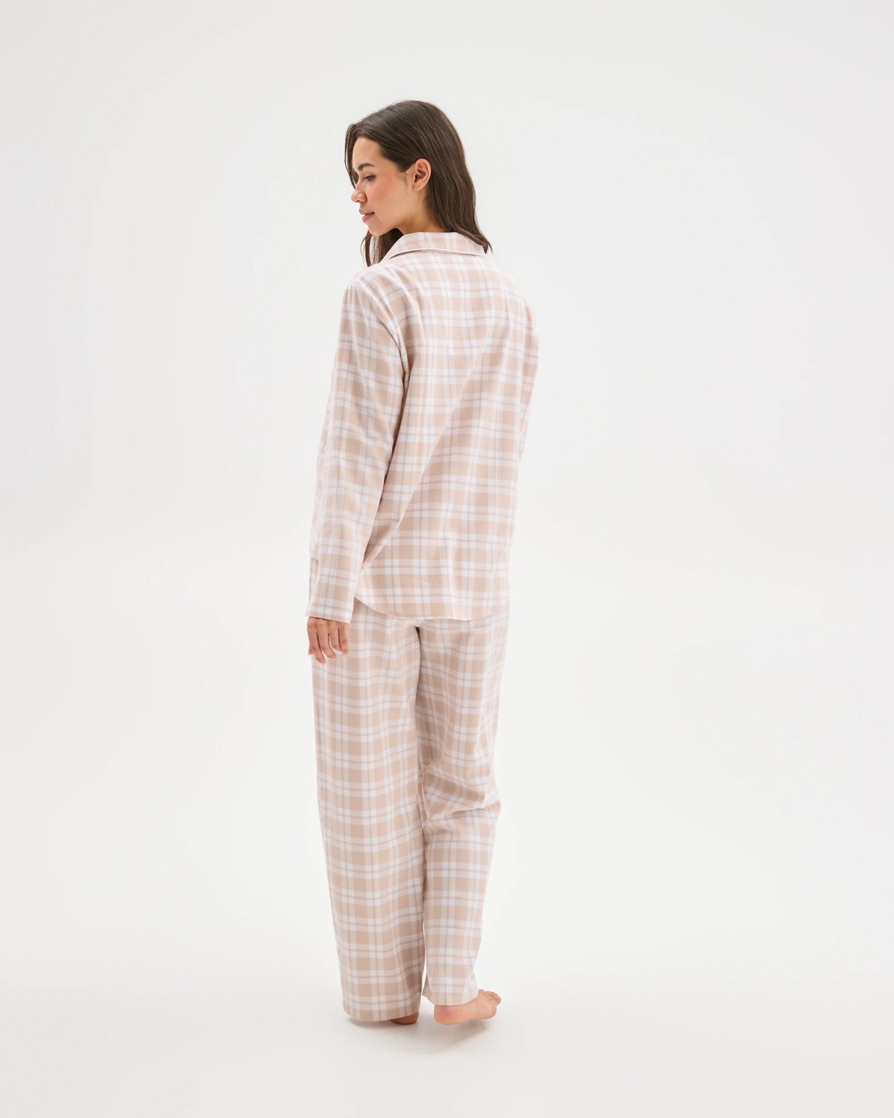 Australian Cotton Flannelette Pyjama Set - Gingham Neutral 6 of 6