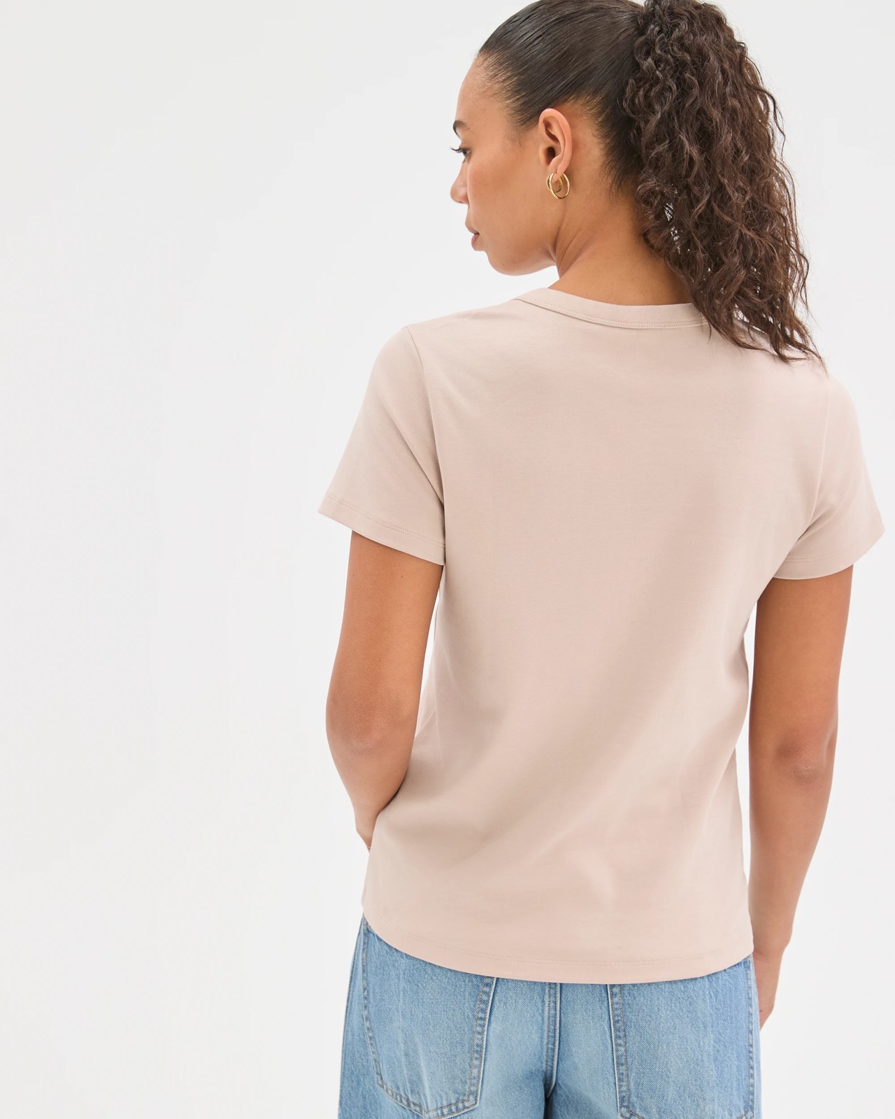 Australian Cotton Interlock Neat T-Shirt - Dove 6 of 6