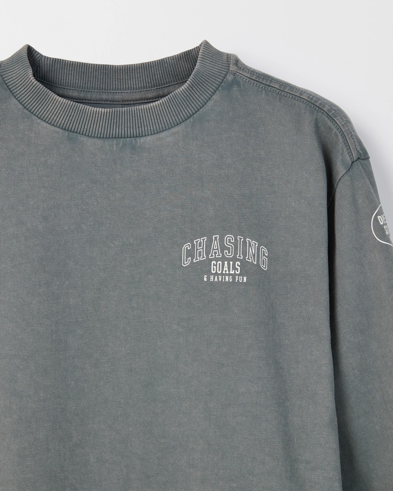 Australian Cotton Long Sleeve Washed Print T-Shirt - Sport Sedonia Sage 3 of 3