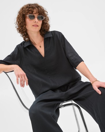 European Linen Popover Shirt