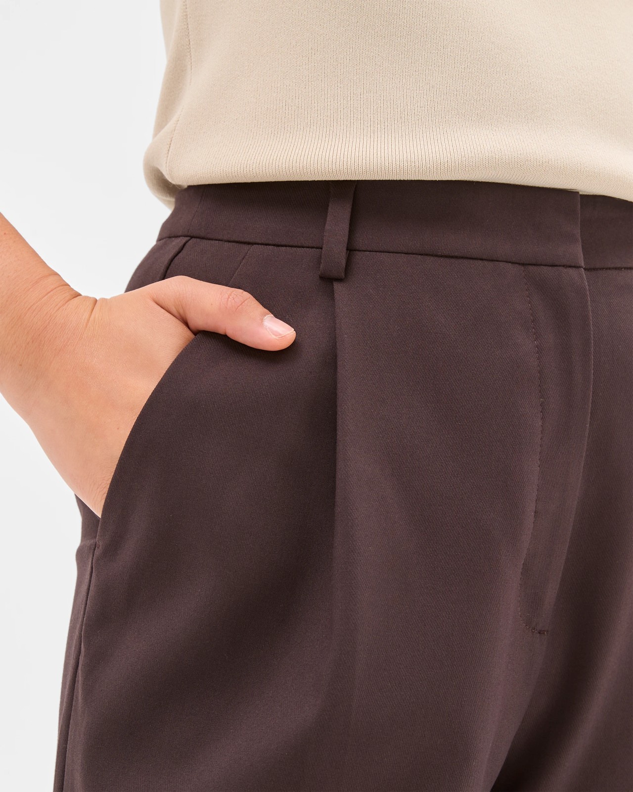 Preview Classic Pleat Front Wide Leg Pants - Coffee Bean 6 of 6