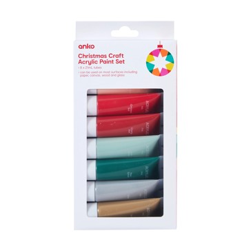 8 Pack Christmas Craft Acrylic Paint Set - Anko