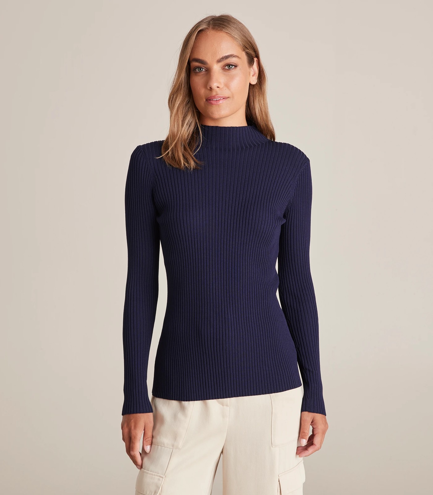 High neck knit outlet top