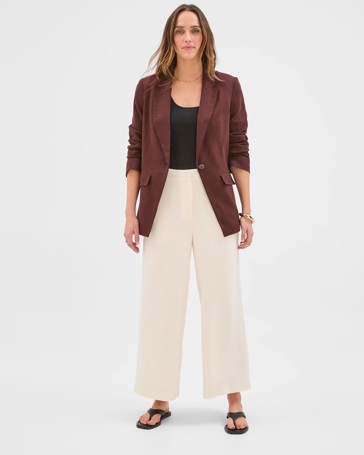 Preview Linen Blend Wide Leg Culotte Pants