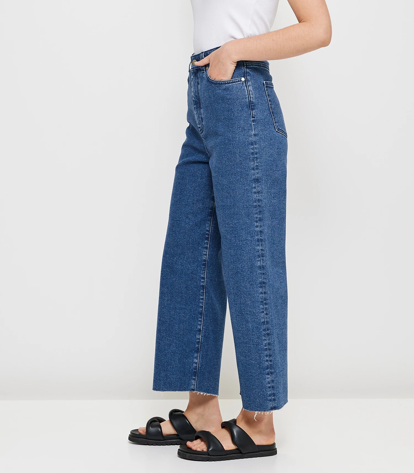 Kelsey Wide Leg High Rise Crop Length Denim Jeans | Target Australia