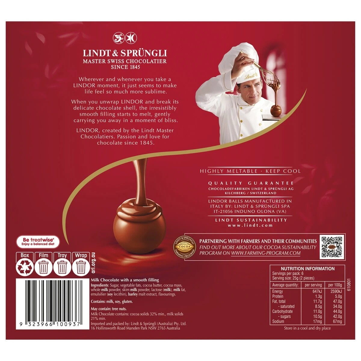 Lindt LINDOR Milk Chocolate Gift Box 150g 3 of 6