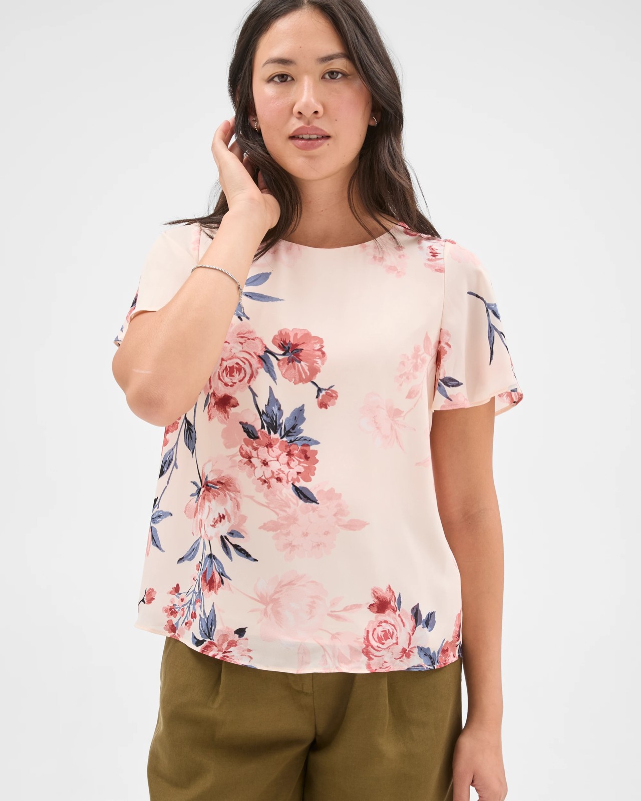 Preview Ella Crew Neck Blouse - Soft Pink Bloom 5 of 5