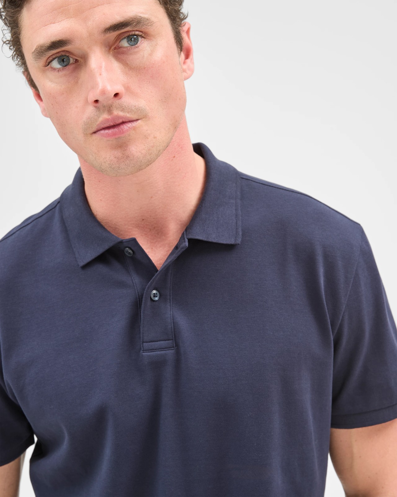 Australian Cotton Rich Pique Polo Top - Navy 3 of 5