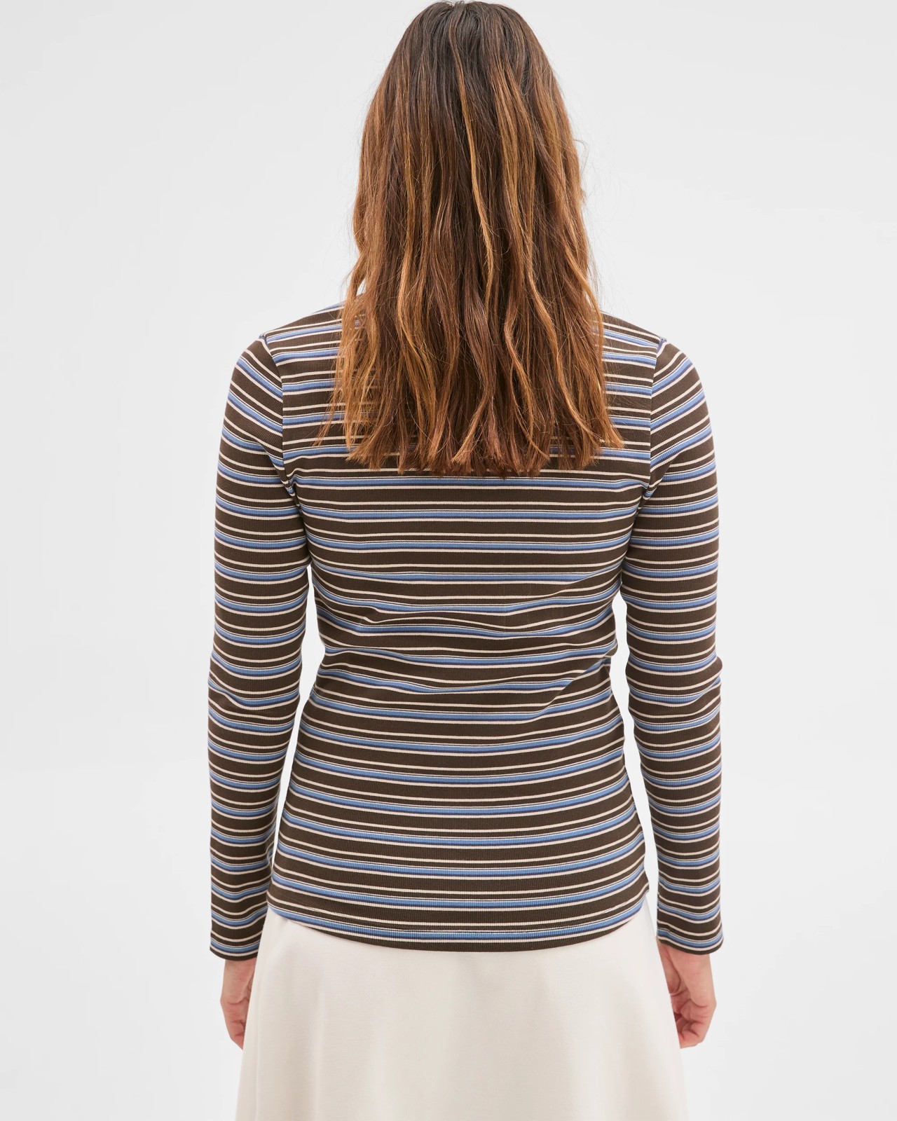 Australian Cotton Long Sleeve Scoop Neck Rib T-Shirt - Stripe 4 of 5