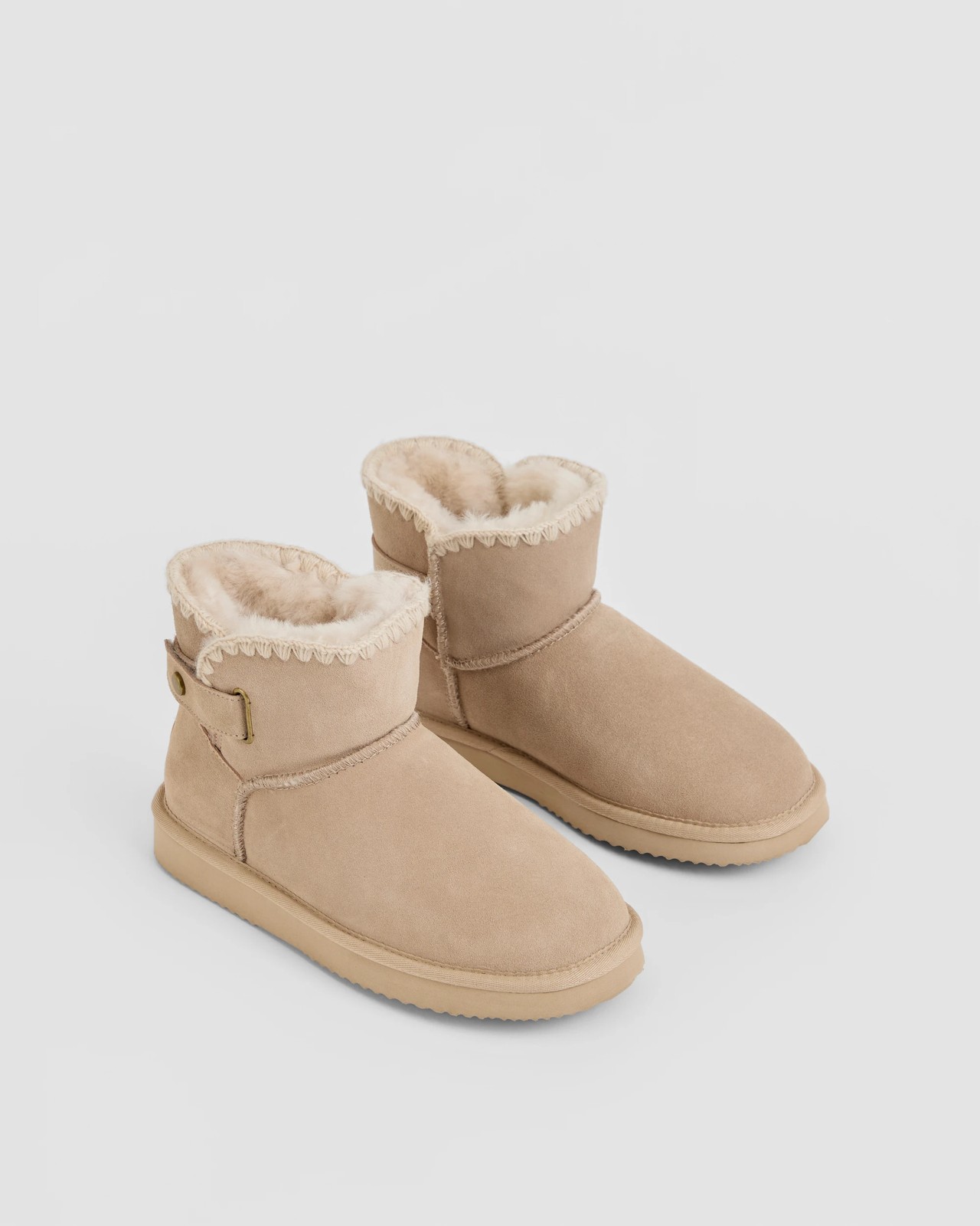 Australian Design Leather and Sheepskin Platform Stitched Pixie Boot - Sand 2 of 3