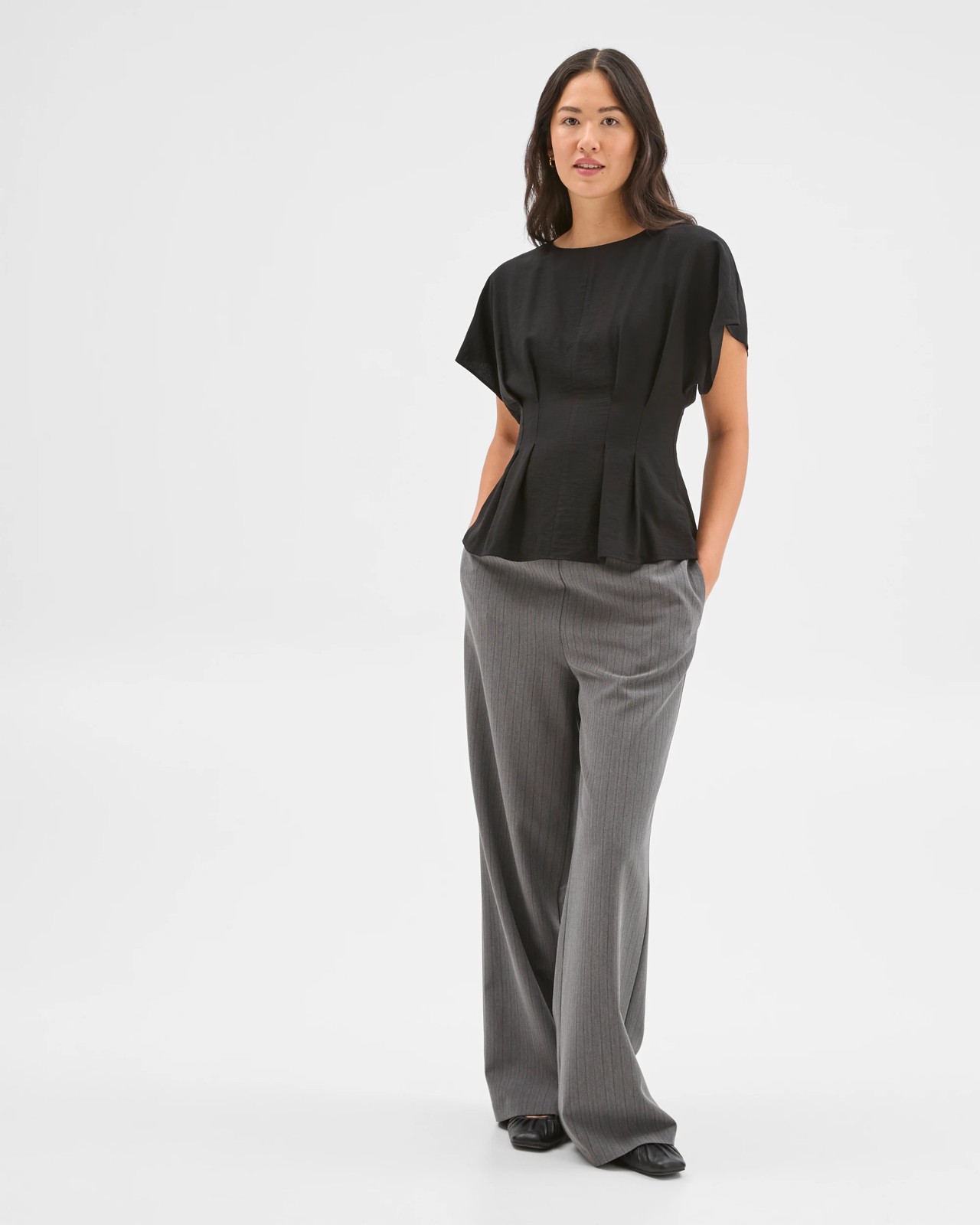 Preview Short Sleeve Femme Tuck Blouse - Black 2 of 5