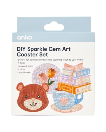 Anko DIY Sparkle Gem Art Coaster Set - Book Nook
