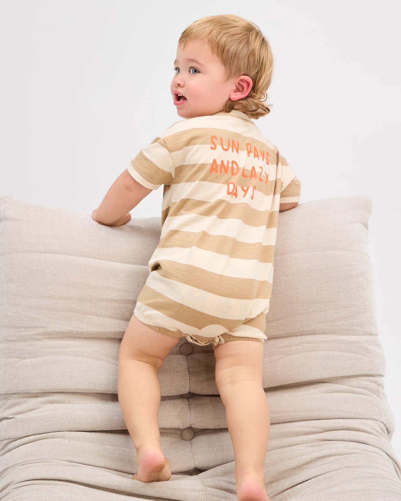 Baby Organic Cotton Slouchy Romper - Neutral Sun Rays Stripe 3 of 6