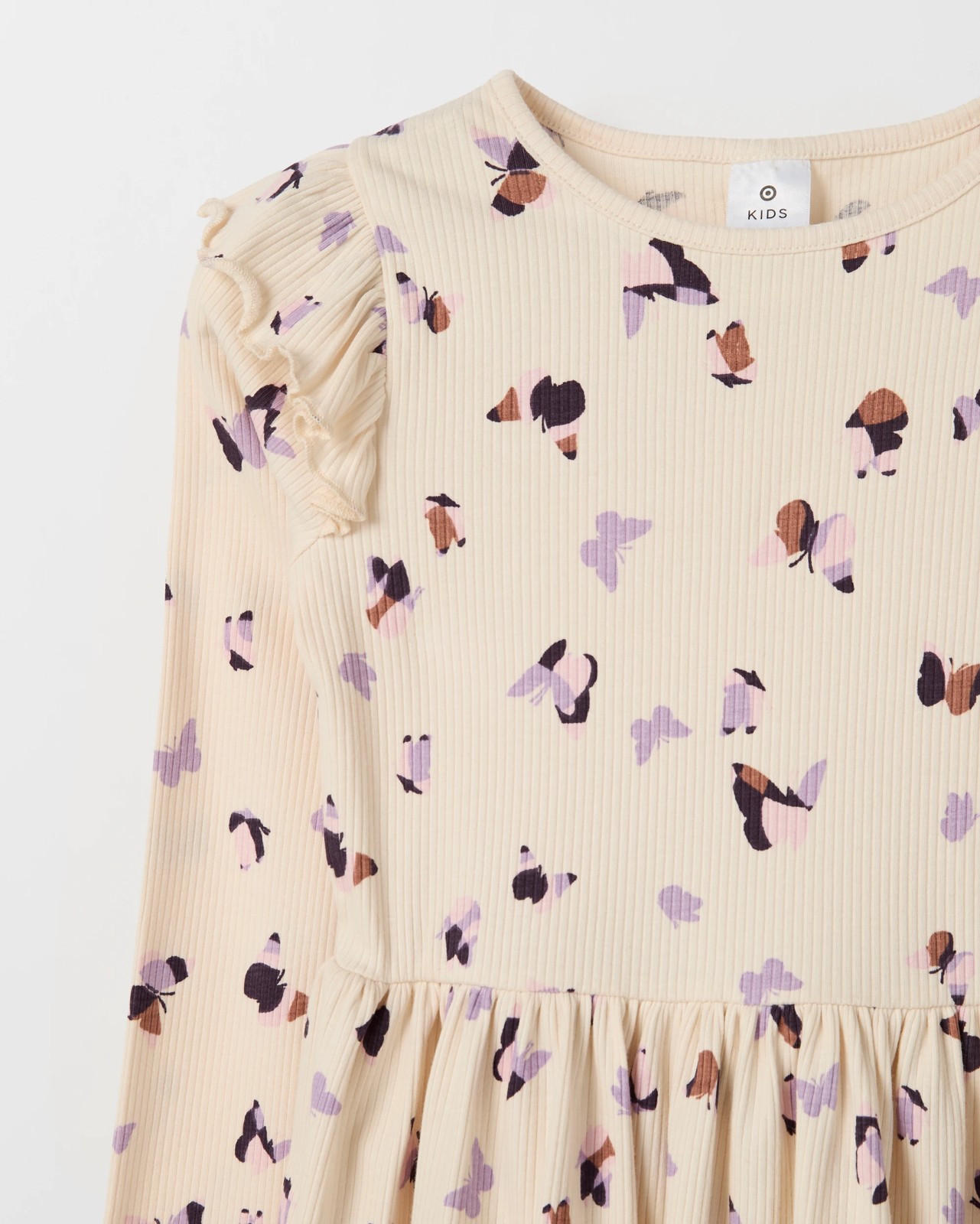 Australian Cotton Long Flutter Sleeve Core Dress - Cream 2 of 2