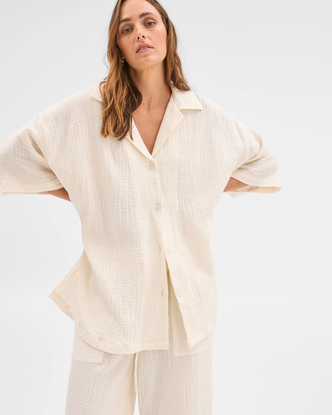 Resort Australian Cotton Oversized Short Sleeve Shirt - White 4 of 5