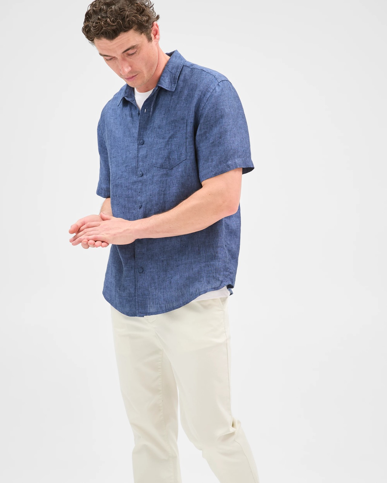 Australian Cotton Straight Chino Pants  - Pale Stone 2 of 5
