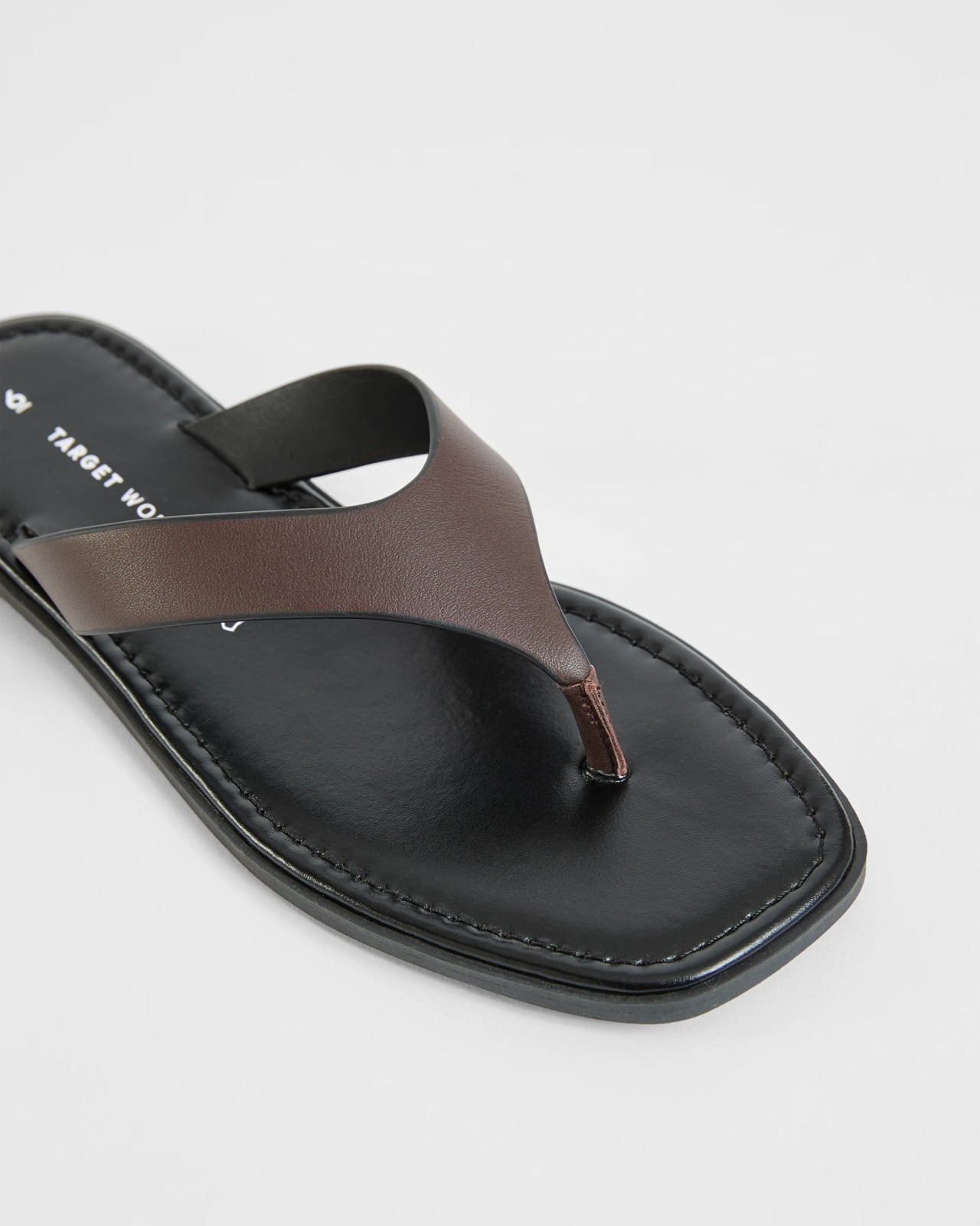 Genuine Leather Square Toe Thongs - Brown Leather 3 of 3