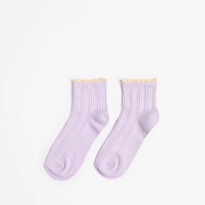 Australian Cotton Blend Frill Cable Knit Quarter Crew Socks product image