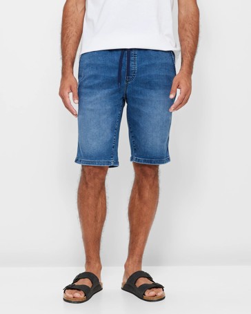 Knit Denim Shorts