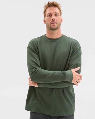 Australian Cotton Blend Long Sleeve Textured T-Shirt
