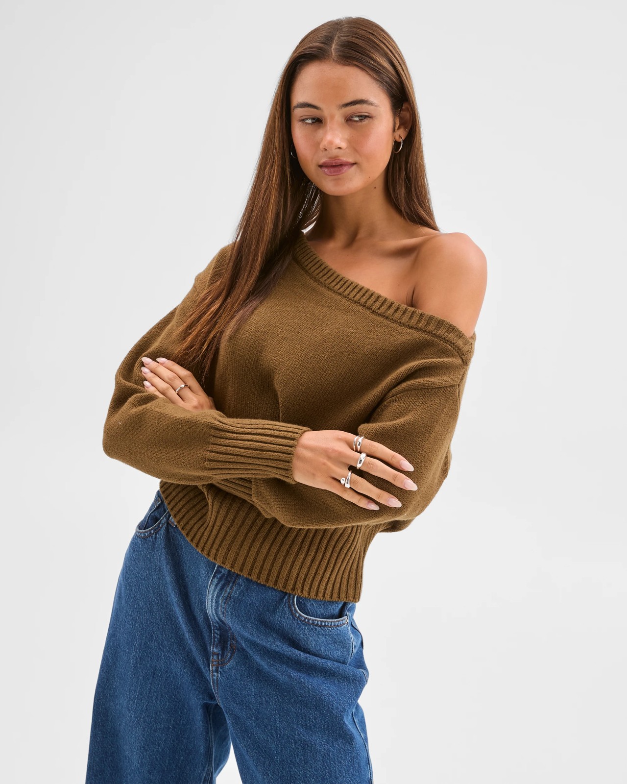 Lily Loves Off Shoulder Jumper - Deep Moss 5 of 5