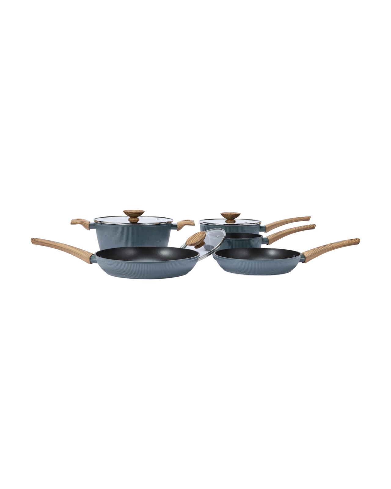Anko 5 Piece Wood Look Linear Cookware Set - Grey 2 of 6