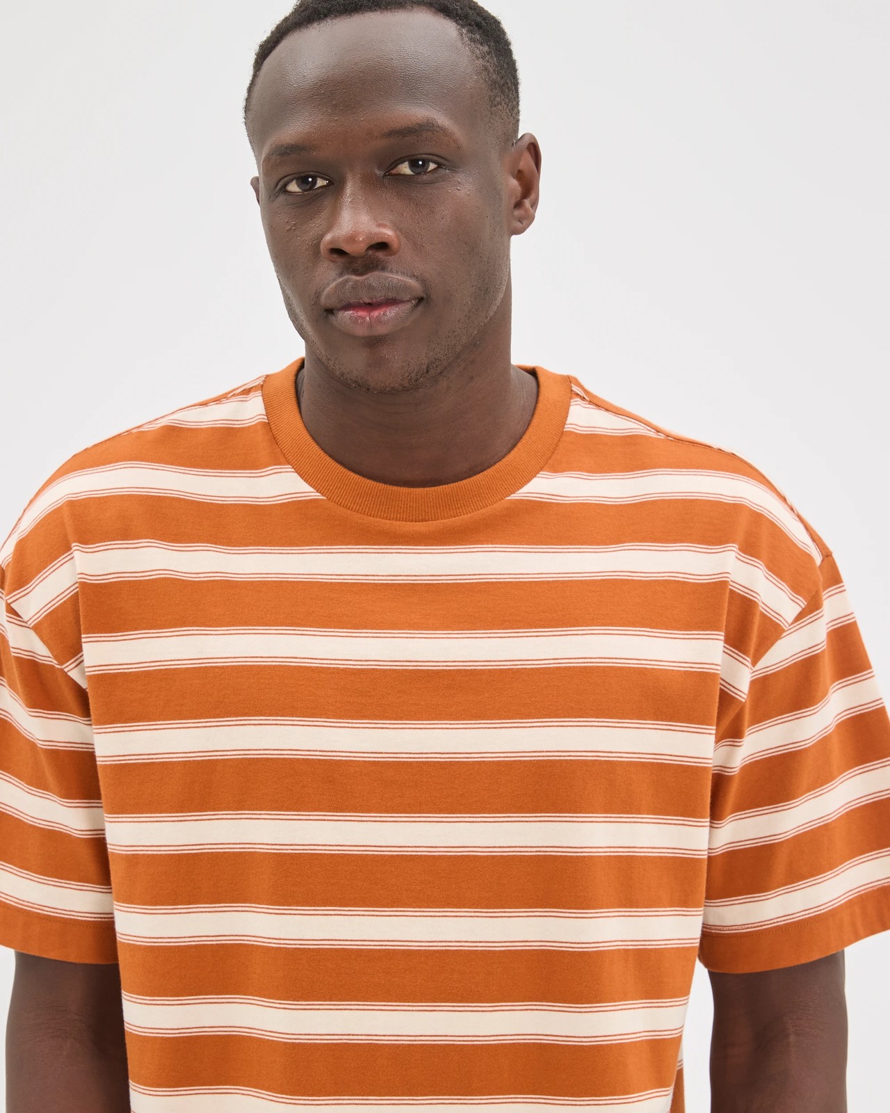 Commons Australian Cotton Oversized Stripe T-Shirt - Orange Stripe 4 of 5