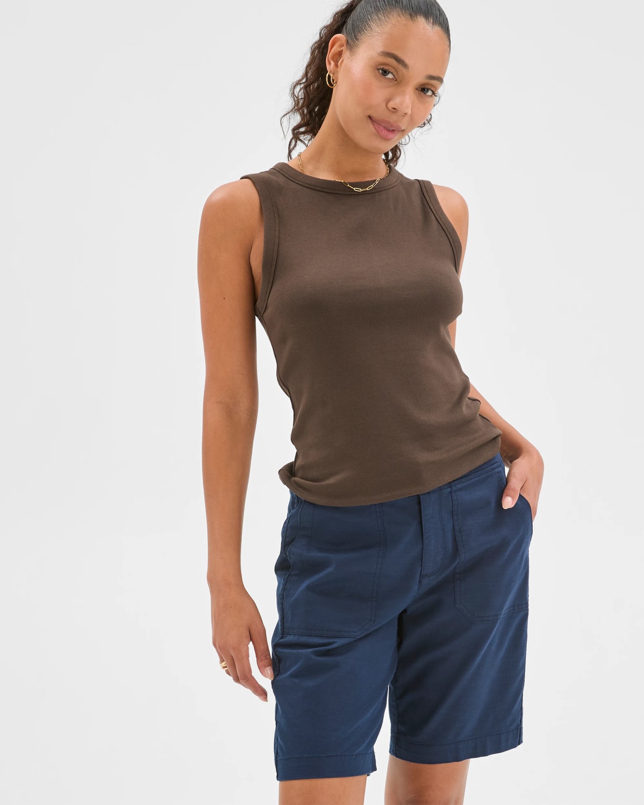 Rib Waist Shorts - Navy 2 of 6