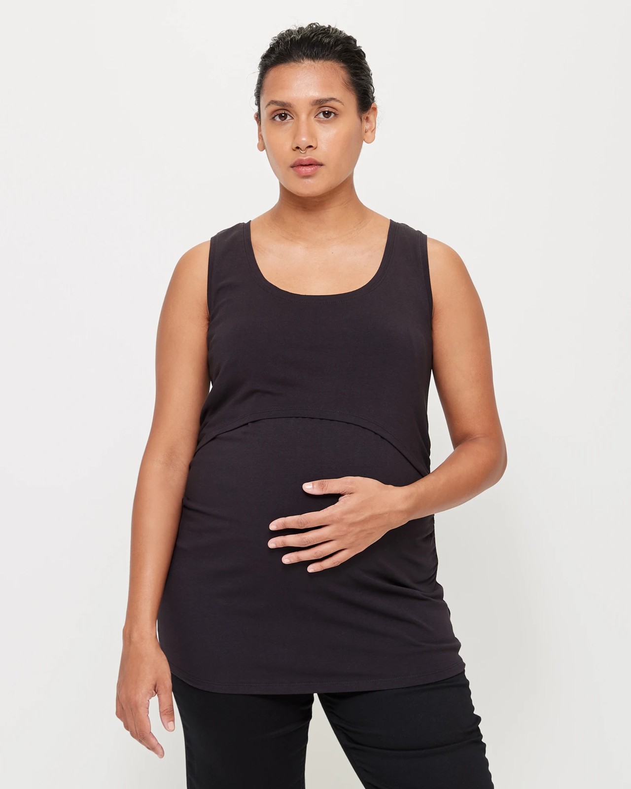 Women Sleeveless Maternity Cami Top - Black