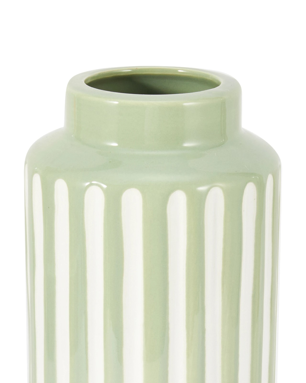 Anko Green Textured Stripe Ceramic Vase 4 of 5