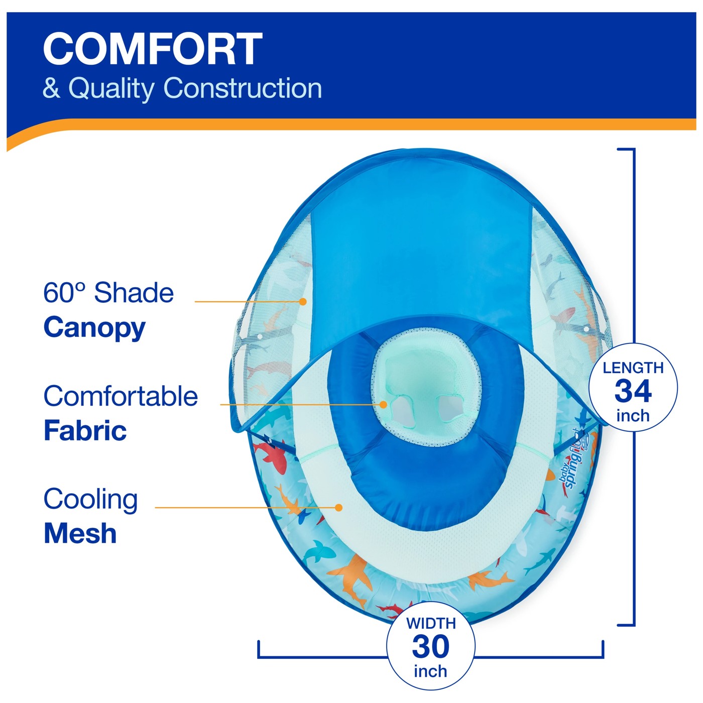 SwimWays Premium Baby Spring Float Inflatable Sun Canopy - Assorted 3 of 6