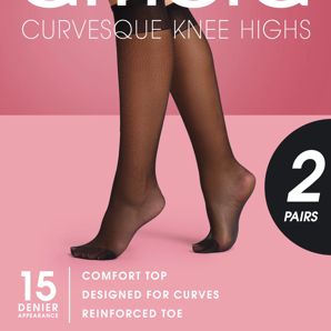 Ambra 1 Pack 15 Denier Curvesque Knee High Pantyhose - Black product image