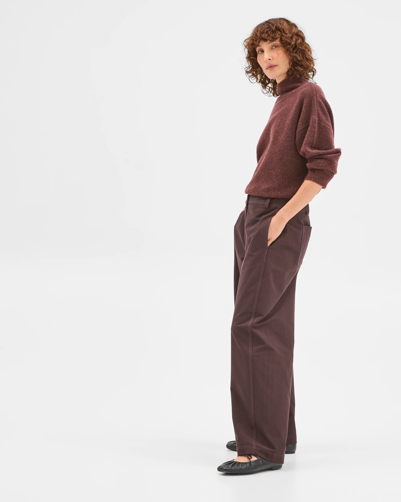 Relaxed Forward Seam Barrel Leg Pants - Chocolate Plum 4 of 6