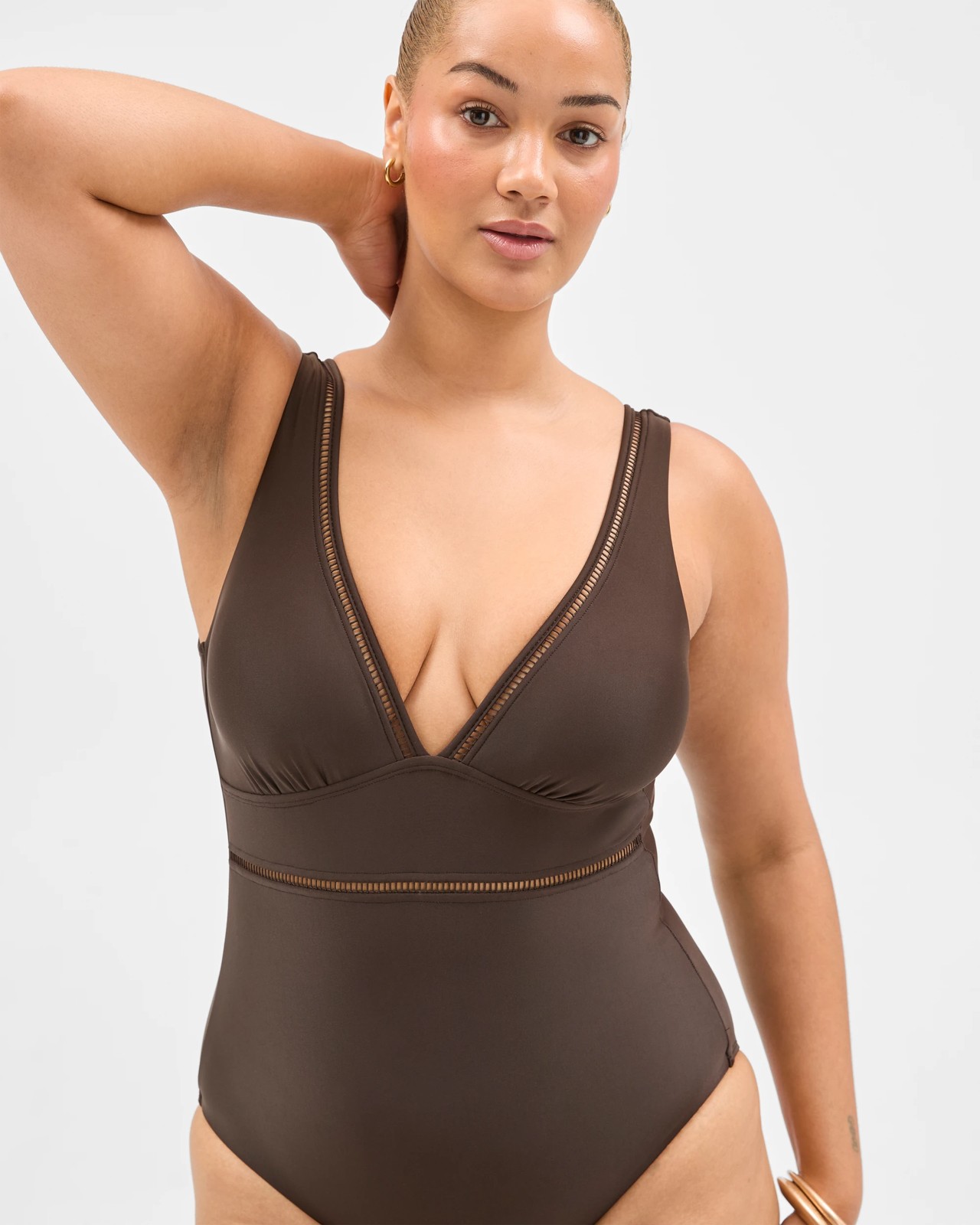 Shape Your Body Resort Ladder Trim One Piece Swimsuit - Cocoa 4 of 5