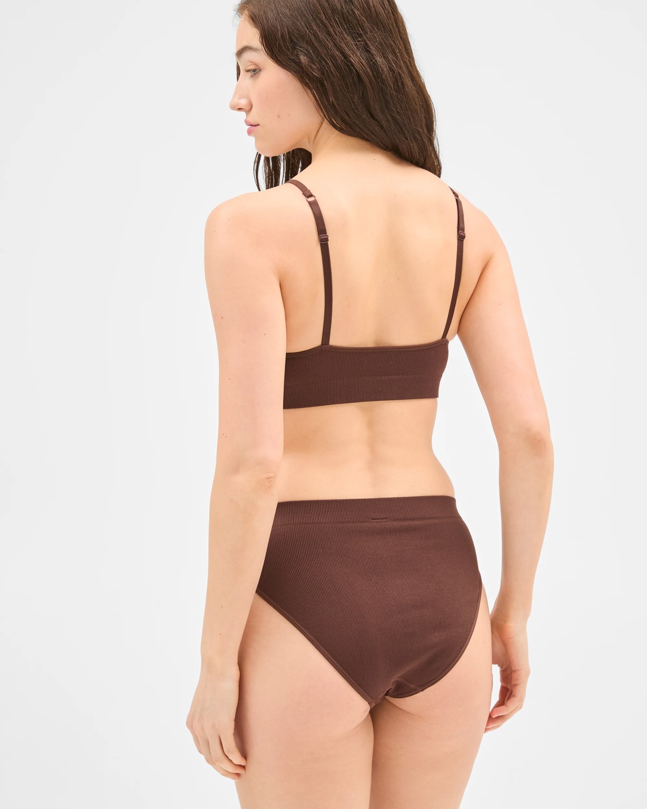 Lily Loves Rib Wirefree Crop Top - Chocolate 5 of 5
