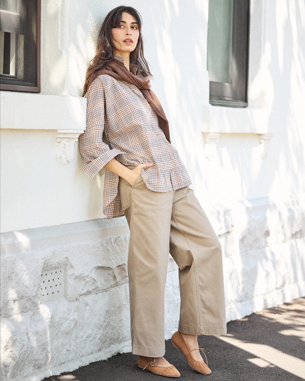 Genuine Suede Leather Gathered Ballet Flat - Lily - Tan Suede 5 of 5