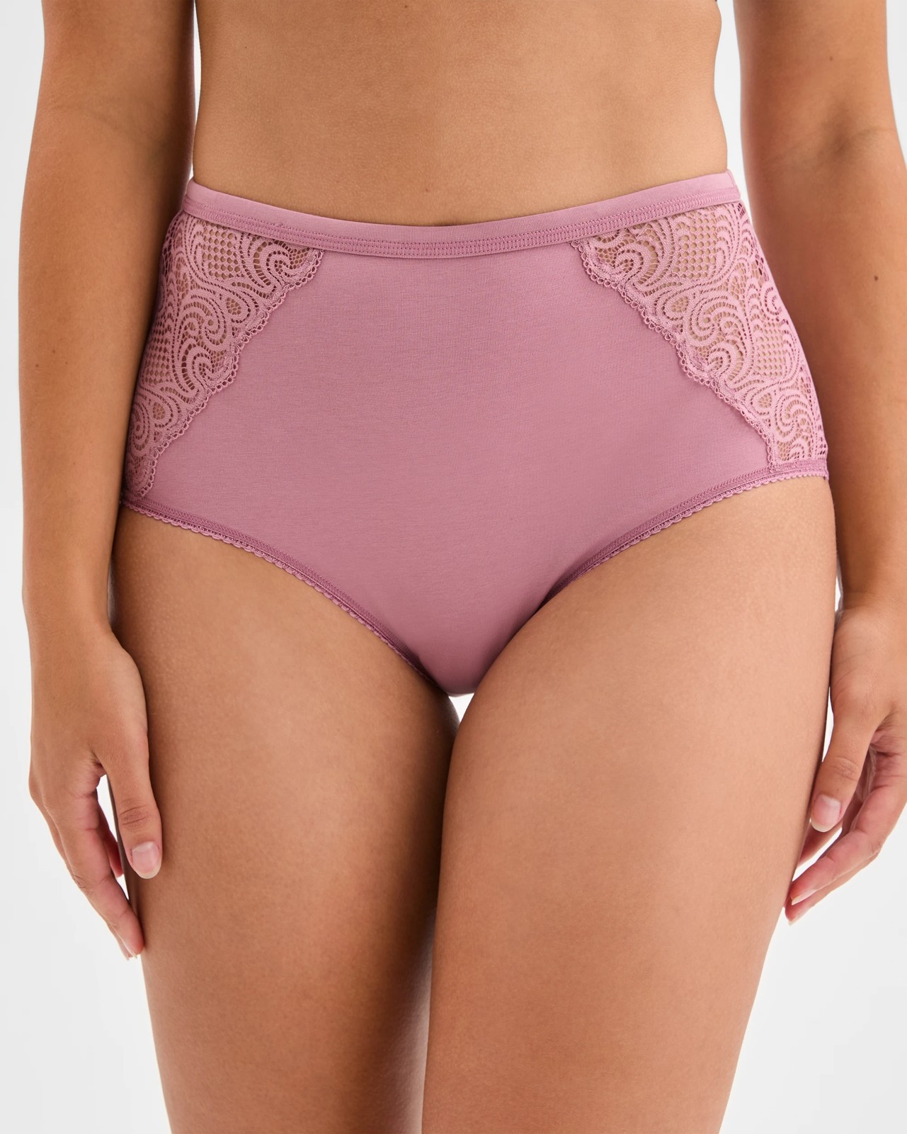 Australian Cotton and Lace 2 Pack Full Briefs - Dusty Orchid 4 of 4