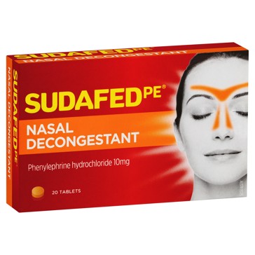 20 Pack Sudafed PE Nasal Decongestant Tablets