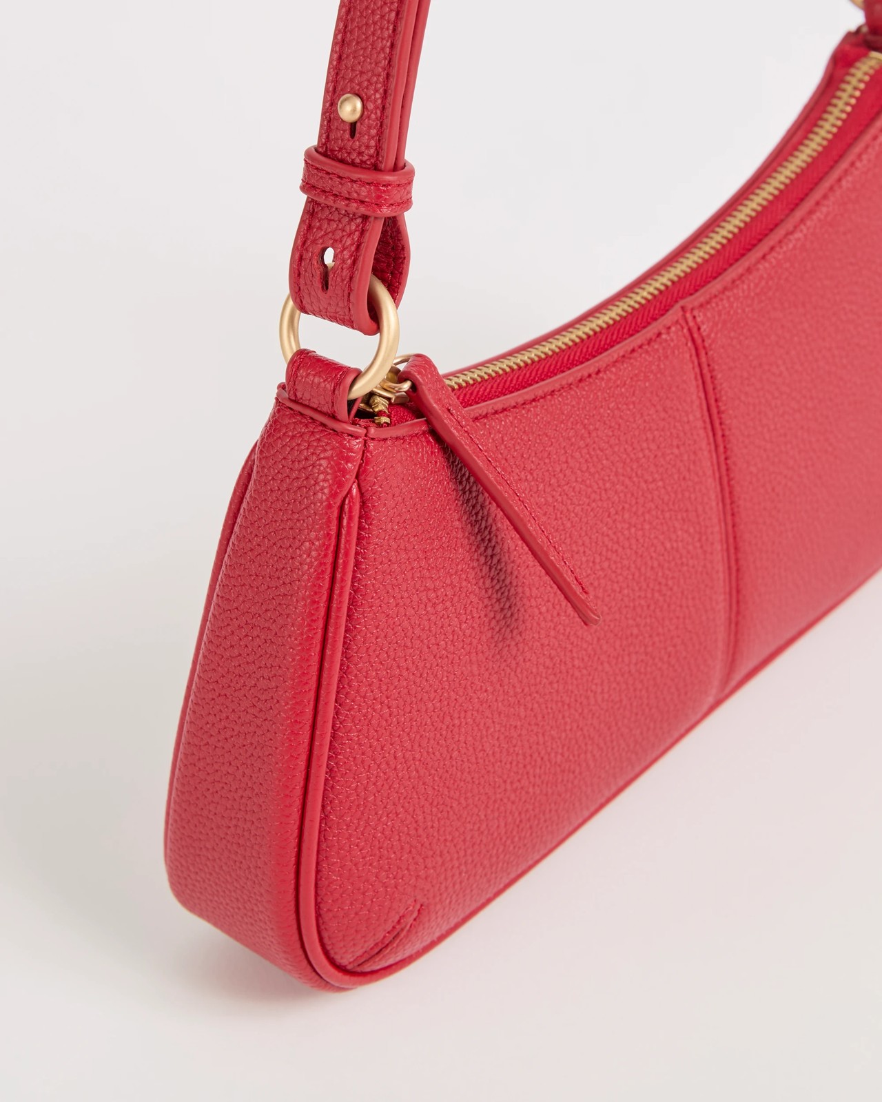Mini Seamed Pebble Shoulder Bag - Flame Red 2 of 3